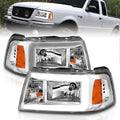 Chrome Housing Crystal Headlights with Light Bar I766