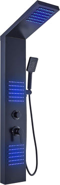 Black Stainless Steel Shower Panel with LED Body Jets X889