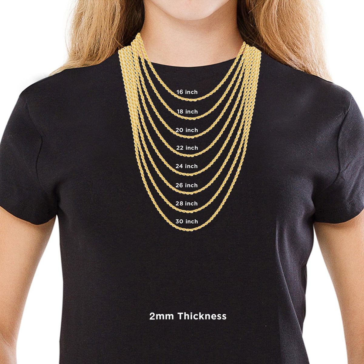 18 Inches Gold Plated Rope Chain Necklace H171