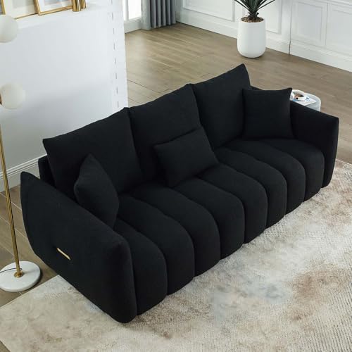 81" Beige Teddy Boucle 3-Seater Sofa W86329