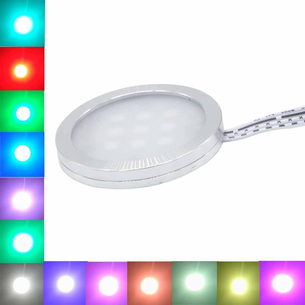 RGB LED Under Cabinet Lights Kit 8 Packs Aluminum Slim I642972