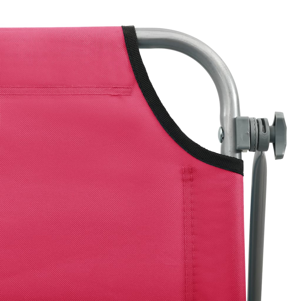 Pink Steel Sun Lounger with Canopy L313
