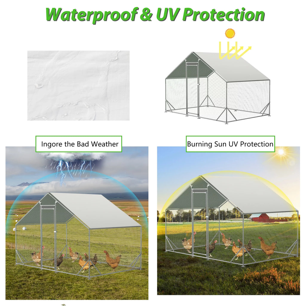 Large Metal Chicken Coop with Waterproof Cover I353328