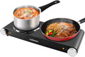 Double Hot Plates Electric Cooktop, Cast Iron, Black Stainless Steel, Pack of 2 Q267