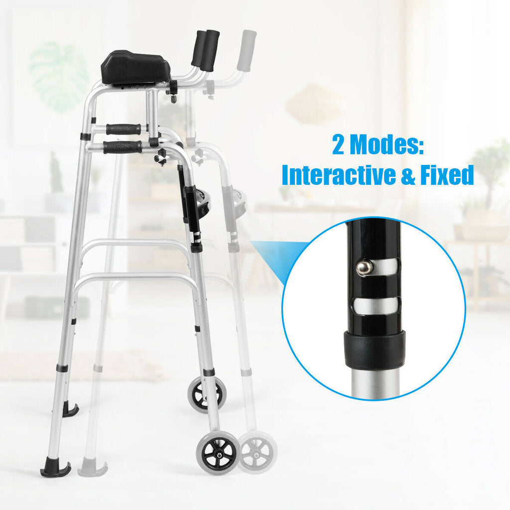 Folding Height Adjustable Walking Frame with Armrest Y711