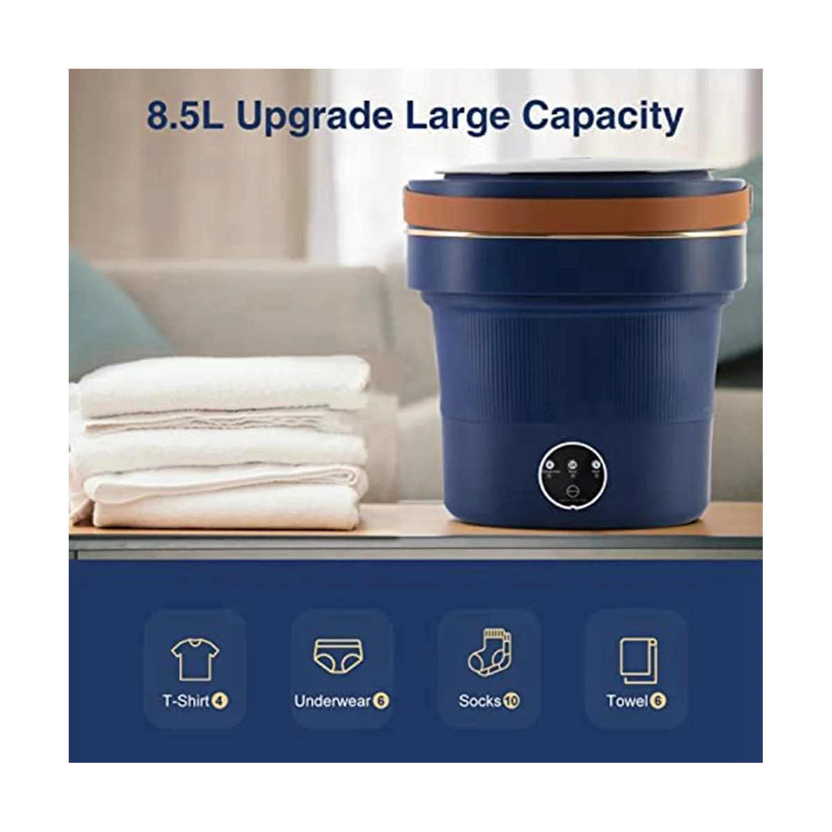 8.5L Foldable Mini Washing Machine with Drainer Basket G374