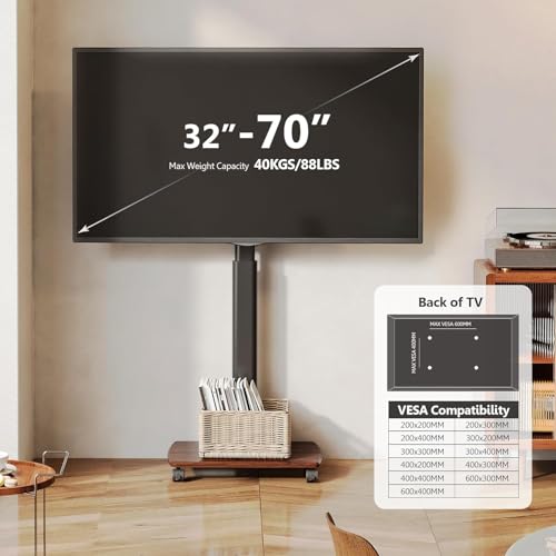 Rolling TV Stand for 32 to 65 Inch TVs with Swivel Mount V69098