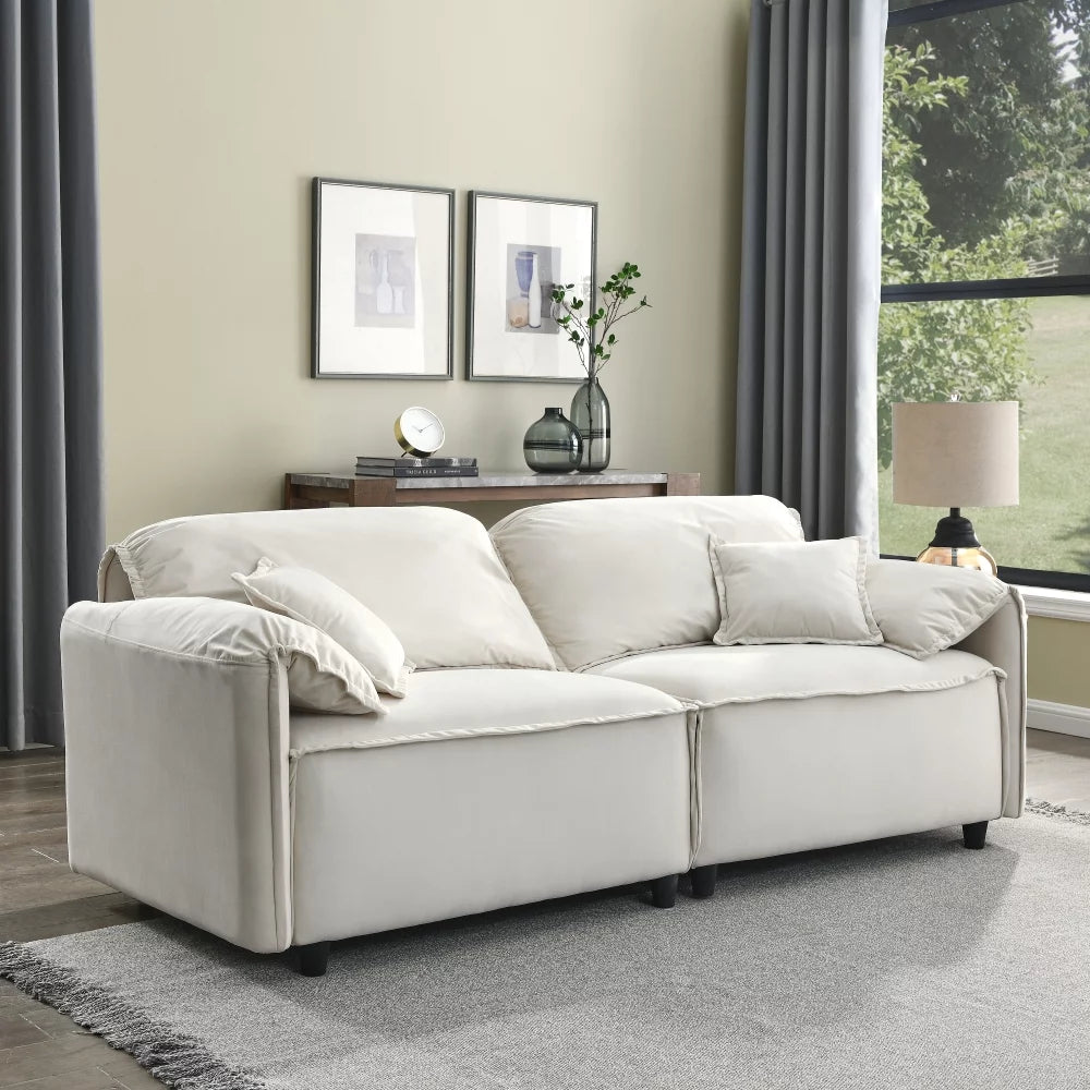 Beige Velvet 2 Piece Modular Sofa Set R11011