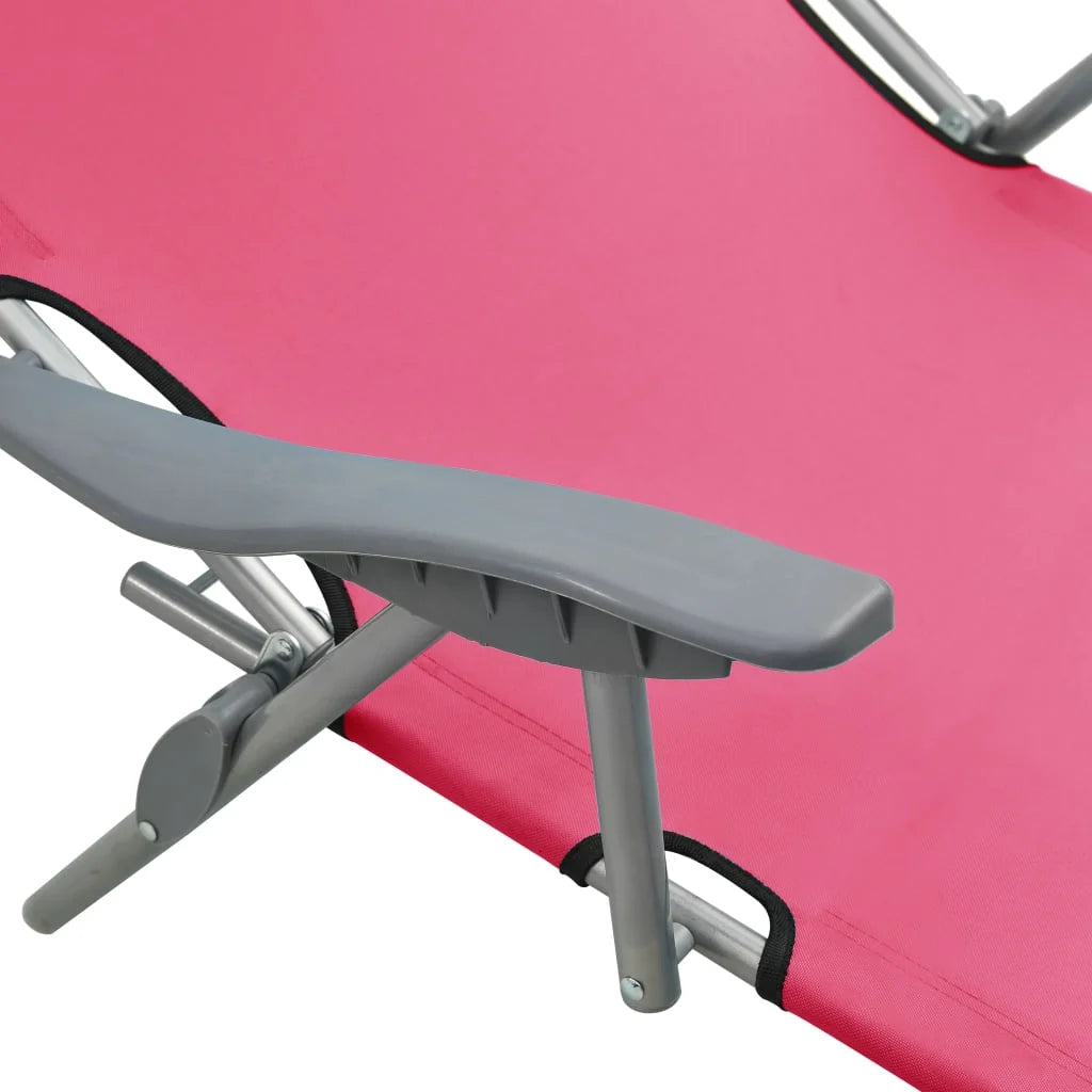 Pink Steel Sun Lounger with Canopy L313