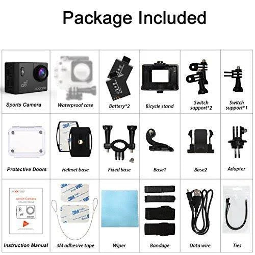 4K Waterproof Action Camera with 2 Batteries Z22713