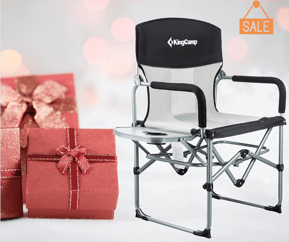2 Pack Heavy Duty Folding Mesh Camping Chair with Side Table U410422