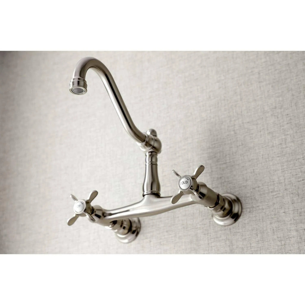8x22 Center Wall Mount Bathroom Faucet, Brushed Nickel X242847