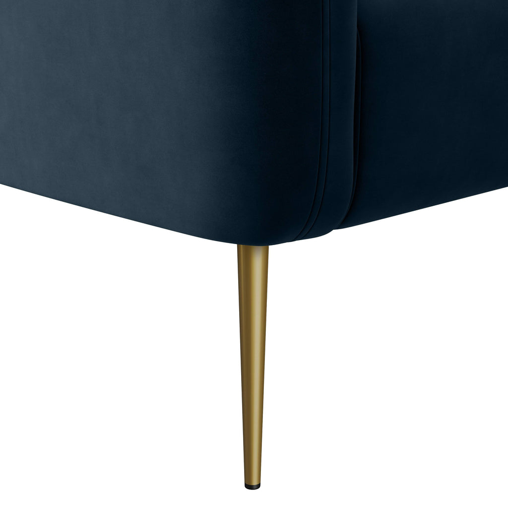 Turquoise Blue Velvet Channel-Tufted Barrel Chair L926