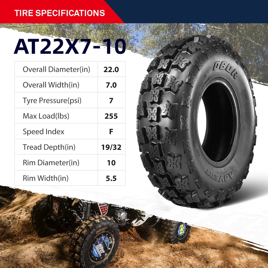 22x7x10 6 Ply ATV All Terrain Tires Set of 2 I103