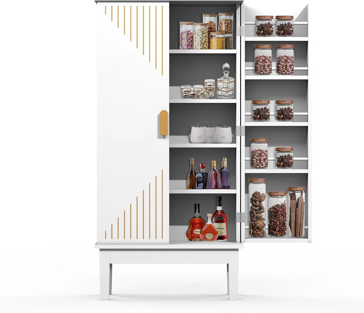 White Storage Cabinet with Adjustable Shelves V96981
