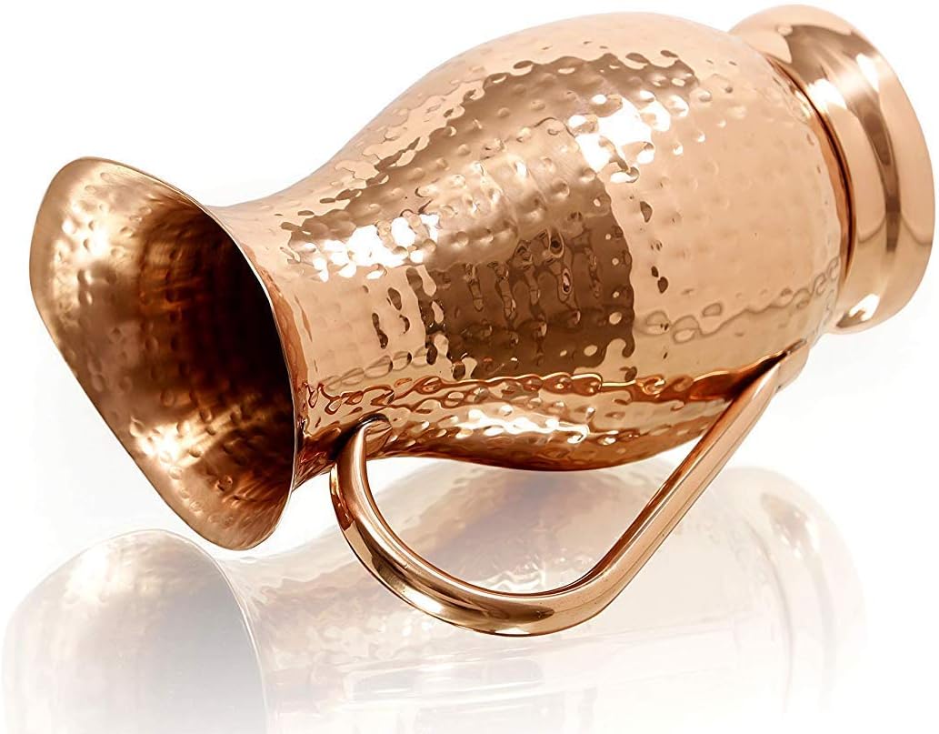Copper Pitcher with Lid, Hammered Jug, 70 Oz, Pack of 2 W173312