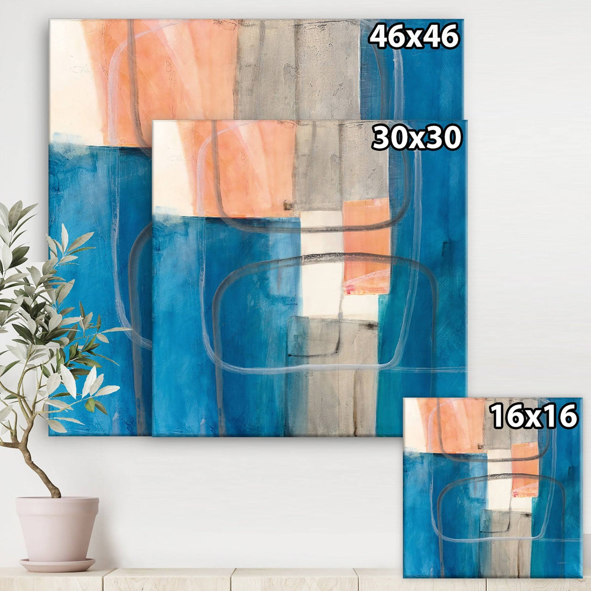 Mid-Century Modern Canvas Artwork Print - 30 in. Wide x 30 in. High N836218