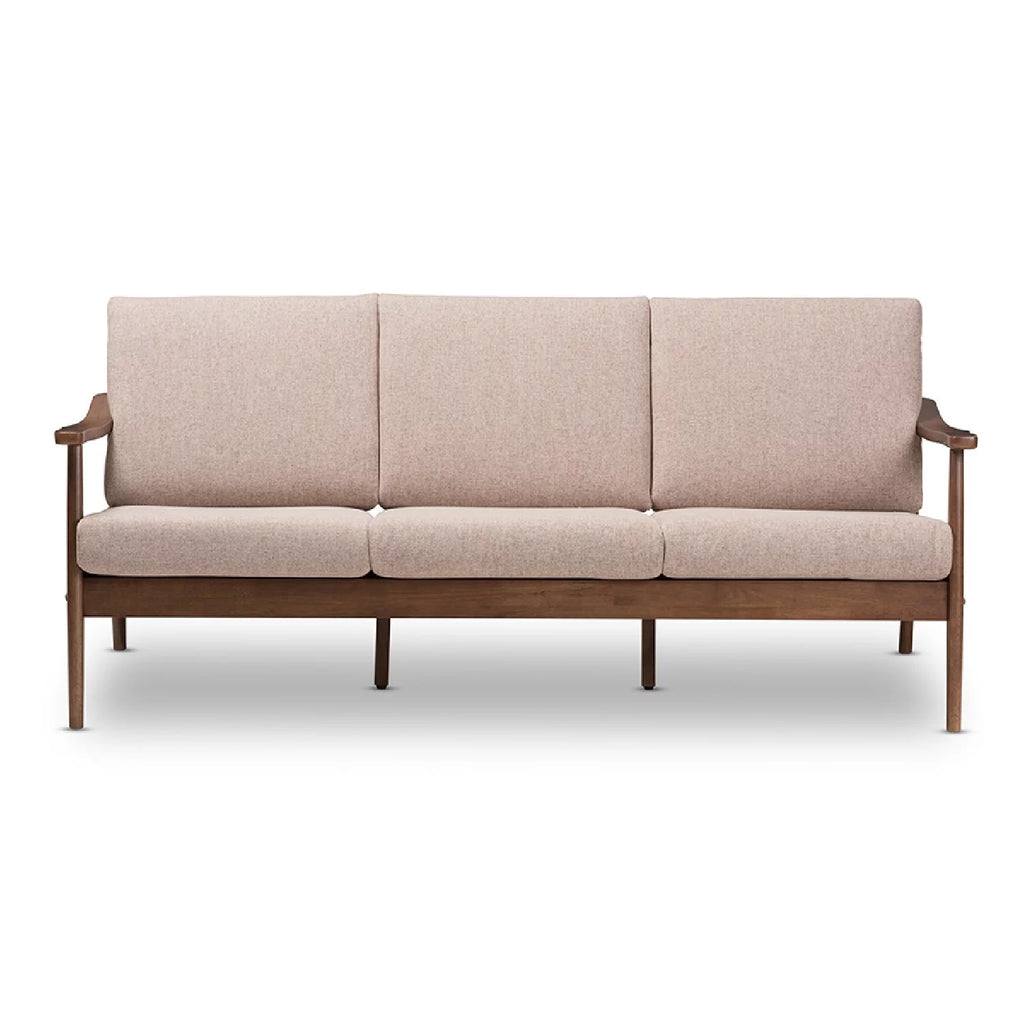 Light Brown Fabric Upholstered 3-Seater Sofa X7526