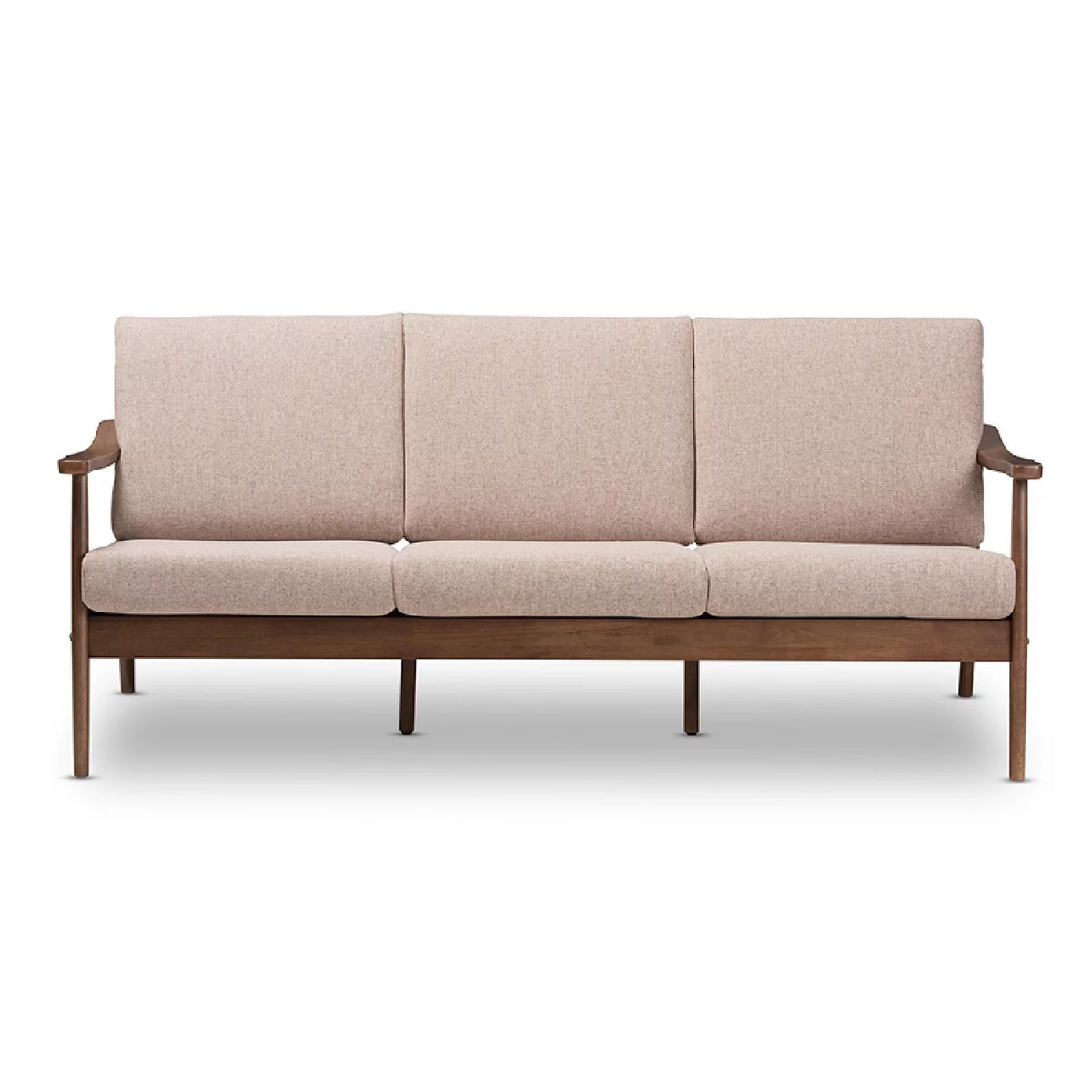 Light Brown Fabric Upholstered 3-Seater Sofa X7526