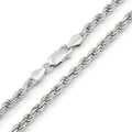 925 Sterling Silver 4mm Solid Rope Diamond Cut Chain Necklace H391