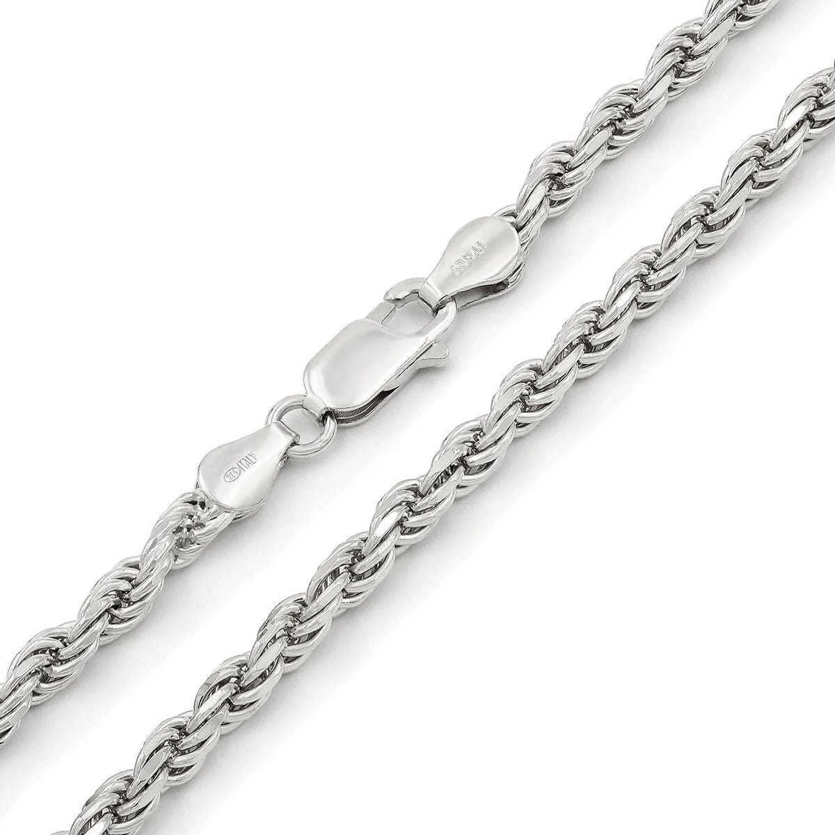 925 Sterling Silver 4mm Solid Rope Diamond Cut Chain Necklace H391