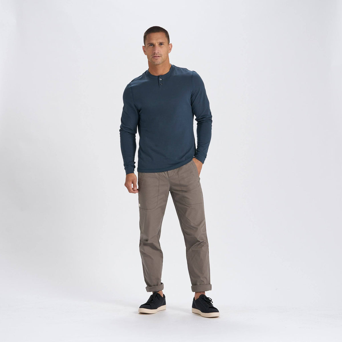 Long-Sleeve Henley - Large / Indigo U323