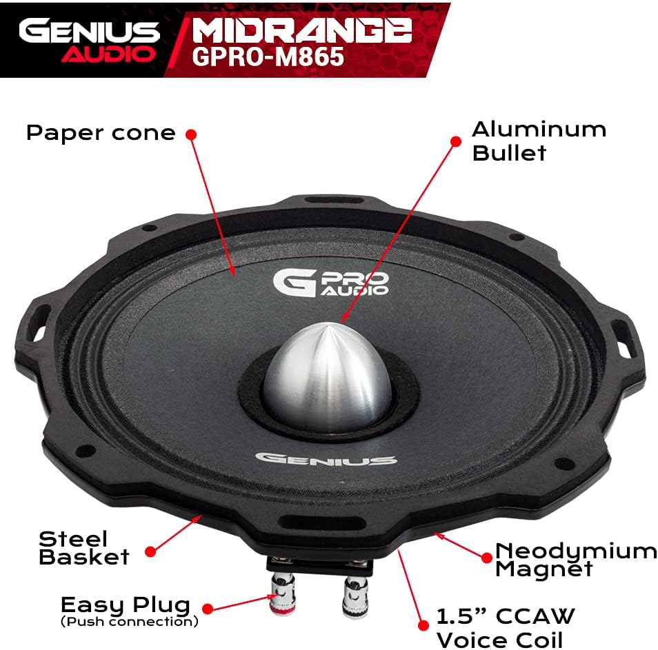 6.5 Midrange Speaker 300 Watts Max 4 Ohm Pack of 2 Y9460