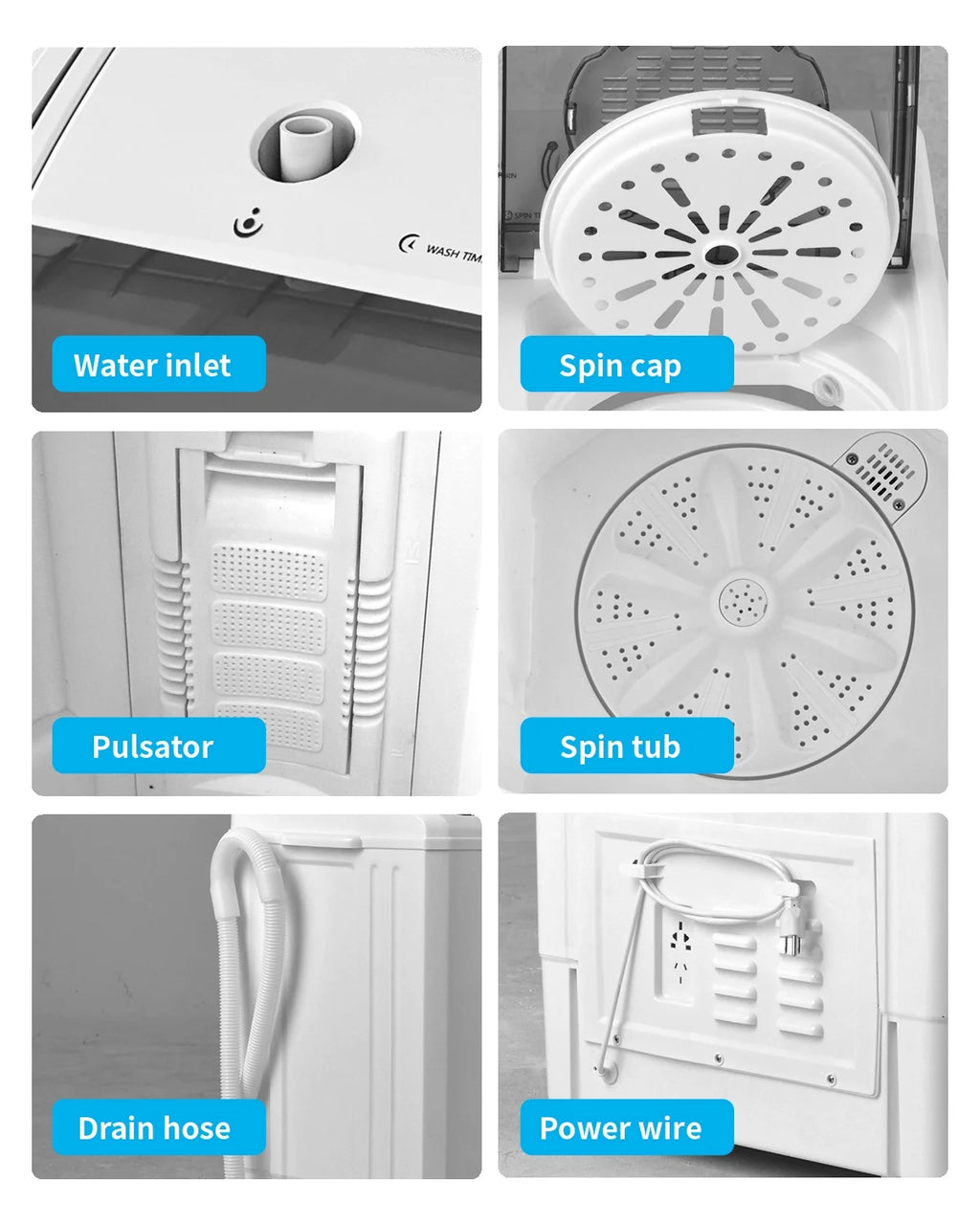 Portable 26lbs Twin Tub Compact Semi-automatic Washing Machine B709