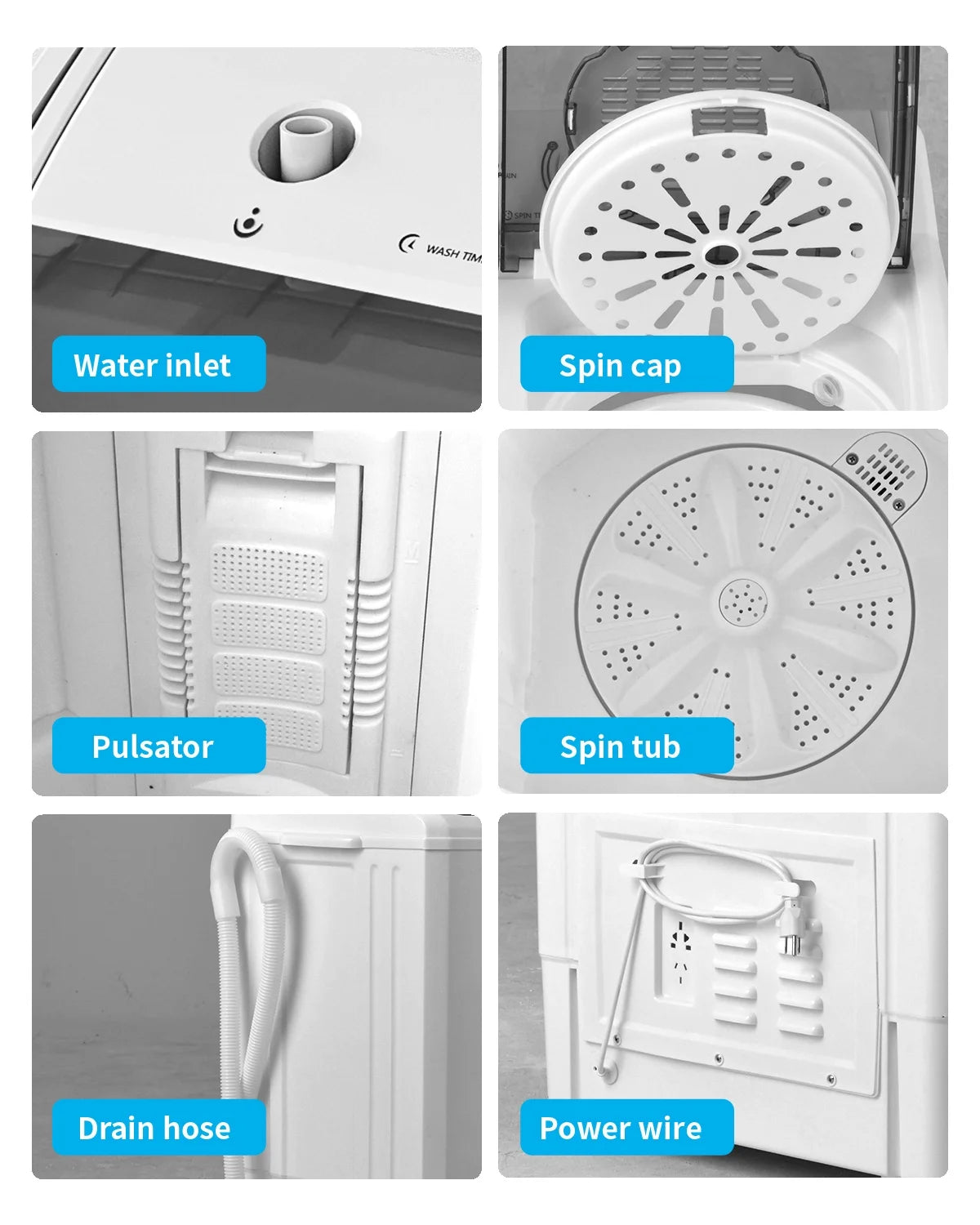 Portable 26lbs Twin Tub Compact Semi-automatic Washing Machine B709