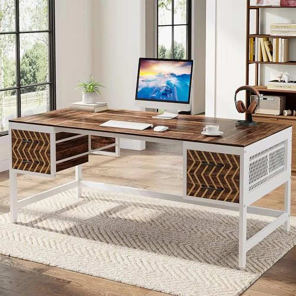 Home Office Desk with Drawers 63" Computer Desk Y549