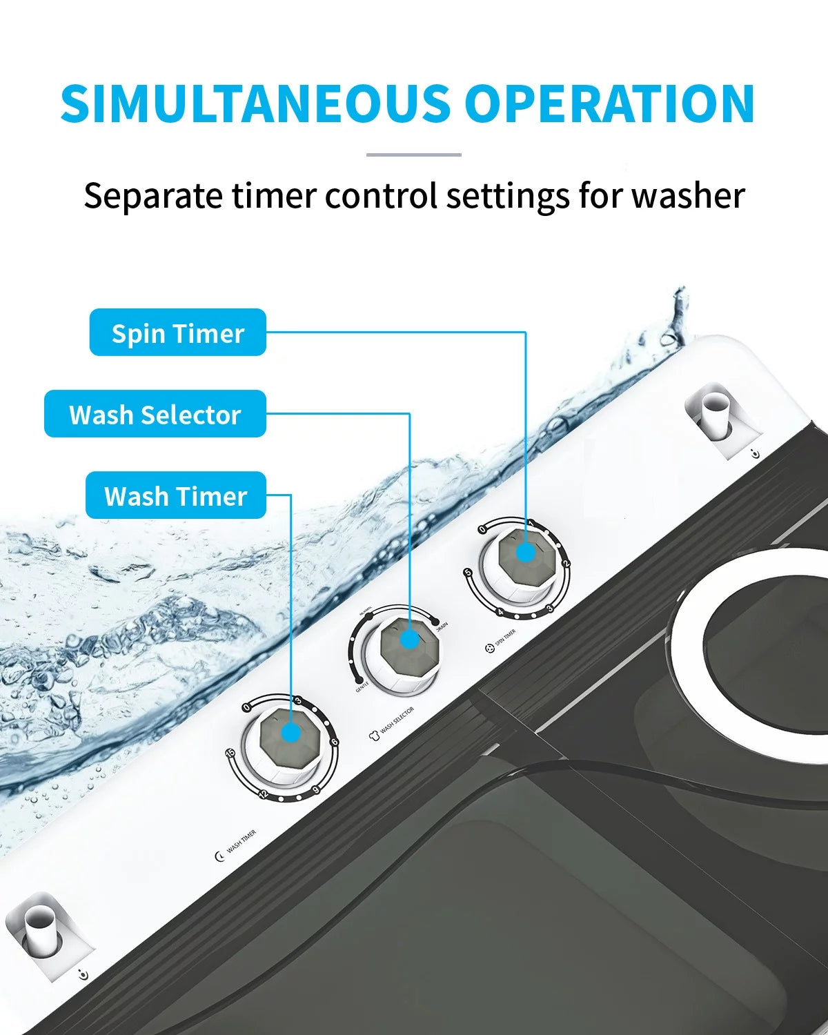 Portable 26lbs Twin Tub Compact Semi-automatic Washing Machine B709