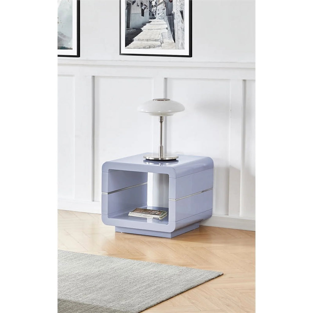 Wood End Table with Light Gray Lacquer Finish X9331