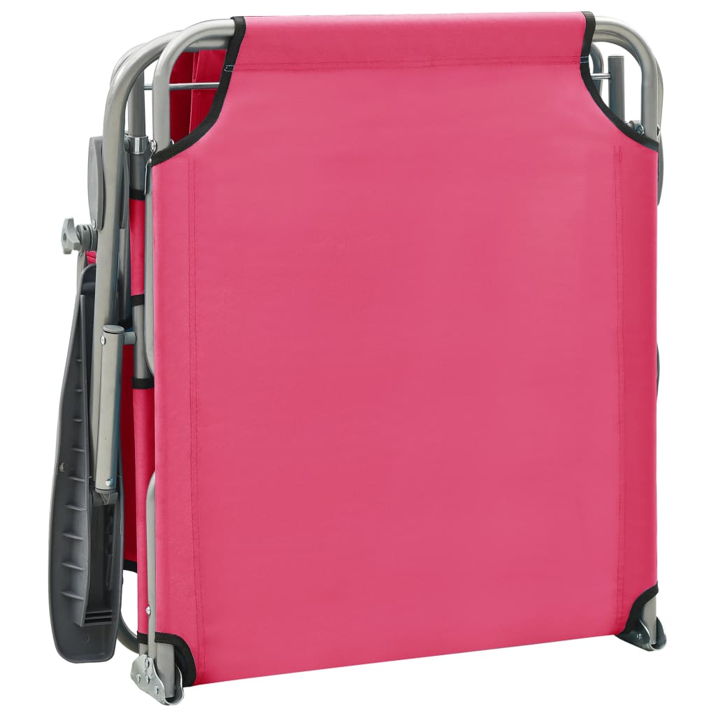 Pink Steel Sun Lounger with Canopy L313