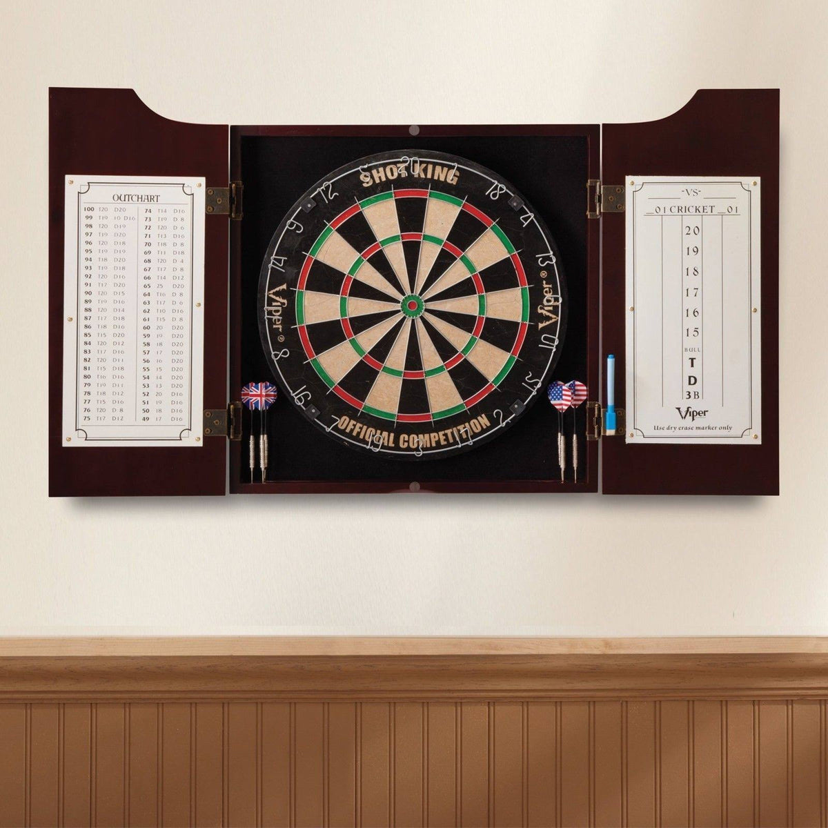Sisal/Bristle Steel Tip Dartboard & Cabinet Bundle B173405