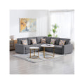 Tuscan Temptations Linen Fabric 5Pc Reversible Sectional Sofa with Pillows and Interchangeable Legs G358
