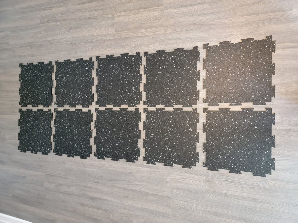 19 x 19 x 6mm Fitness Rubber Tiles, 23.5 SF, Grey, 10 Piece B154