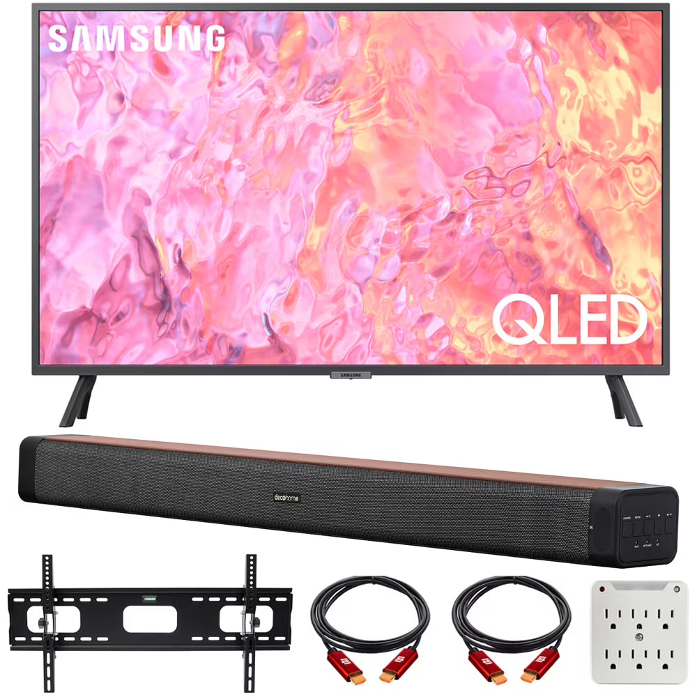 65 Inch QLED 4K Smart TV Bundle with Soundbar, TV Wall Mount Bracket and Surge Adapter F6721