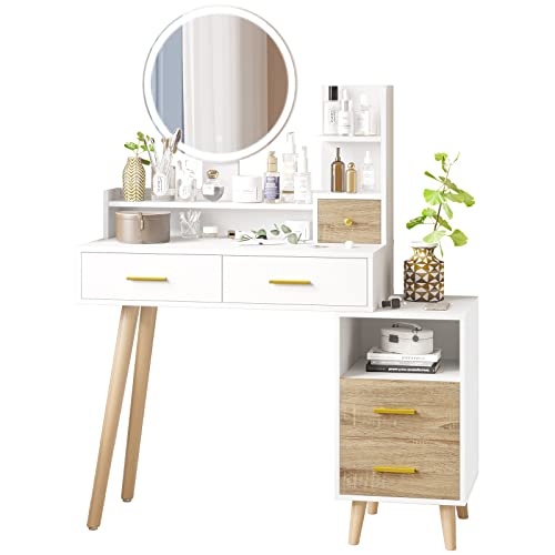 Vanity Mirror with Lights and Table Set S89369