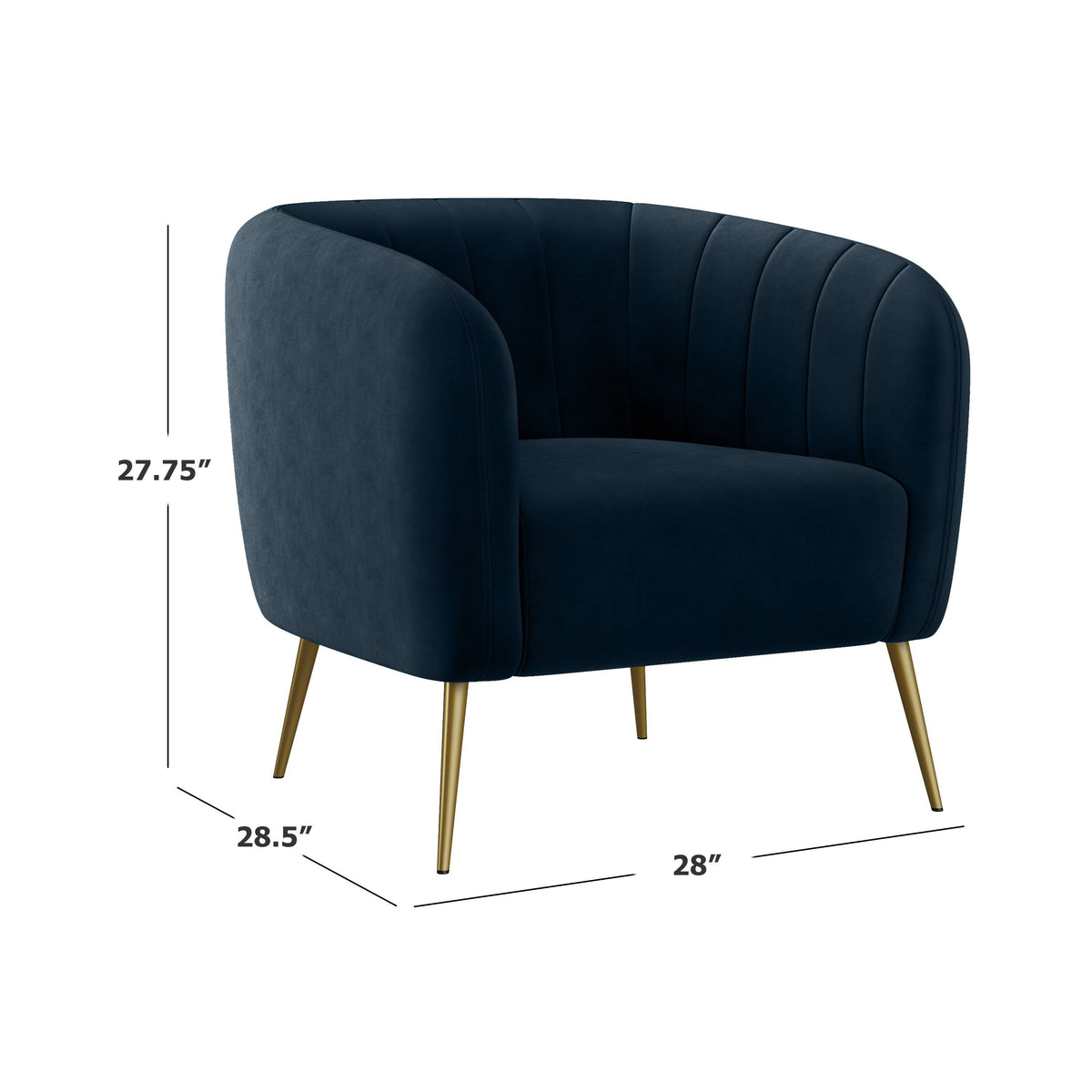 Turquoise Blue Velvet Channel-Tufted Barrel Chair L926