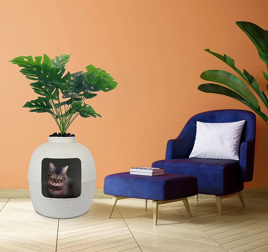 White Hidden Litter Box Furniture N653873