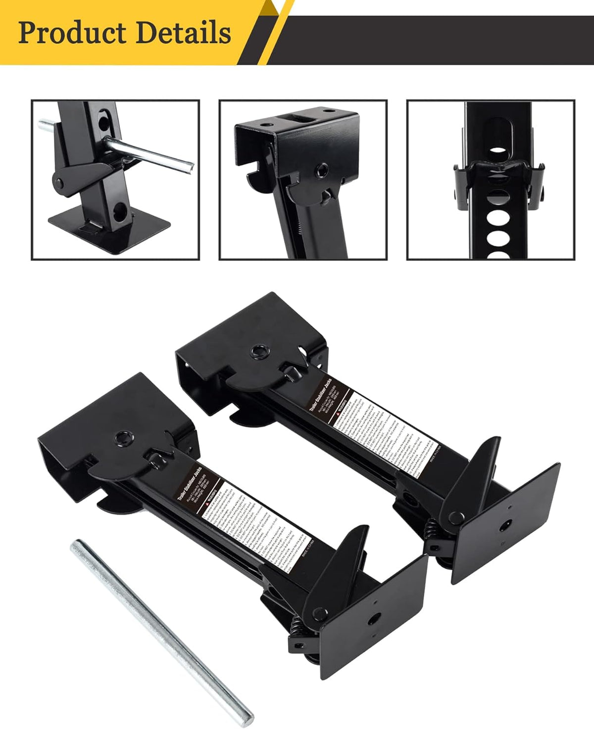 Pair of Trailer Stabilizer Jacks Telescoping RV Camper Accessories 450kg (1000 Lbs) Capacity Each Pack of 2 P8251