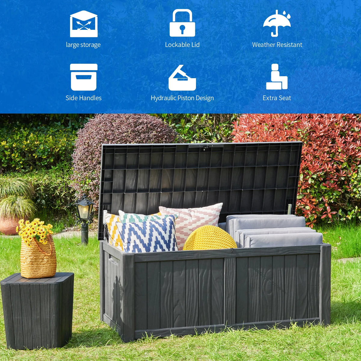 Outdoor Storage Deck Box 120 Gallon Resin M510