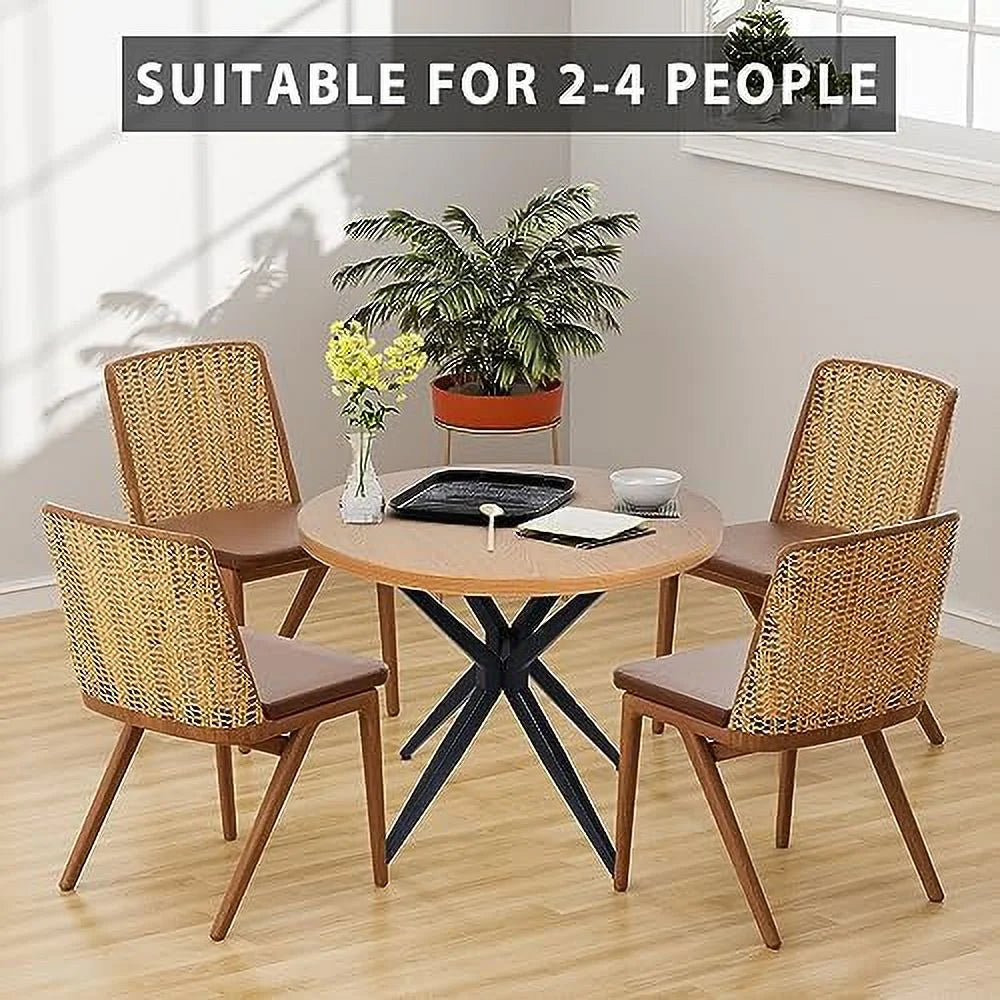 53'' Mid-Century Modern Round Dining Table with Metal Legs K2690