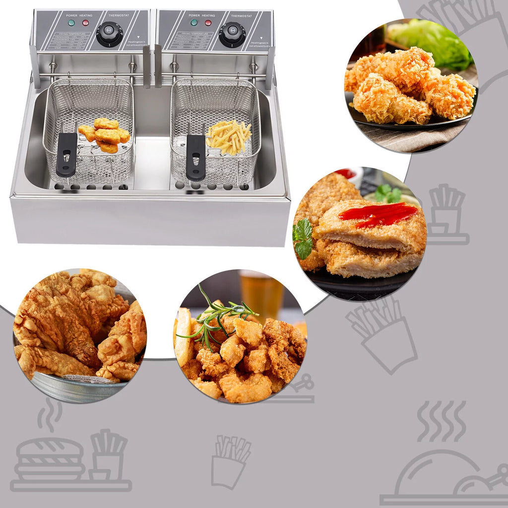 12L Stainless Steel Electric Deep Fryer 5000W Y59416