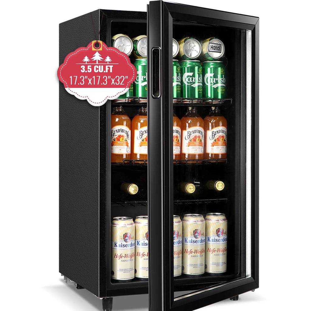 Beverage Refrigerator Cooler 60 Cans 1.7 Cu.ft Mini Fridge Glass Door S645