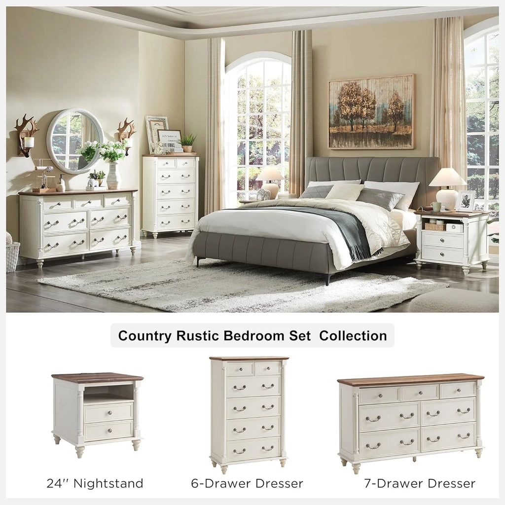 Antique White 6 Drawer Dresser R2062