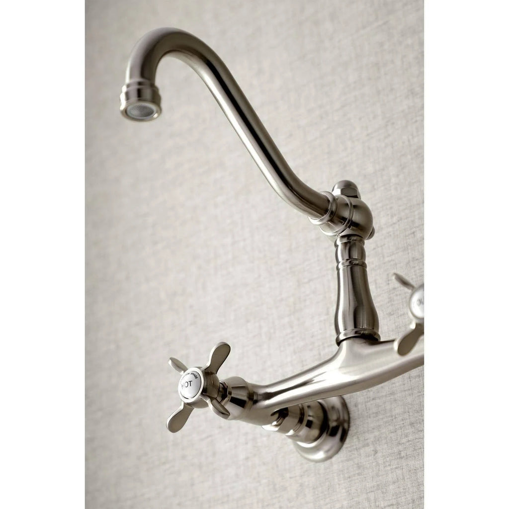8x22 Center Wall Mount Bathroom Faucet, Brushed Nickel X242847