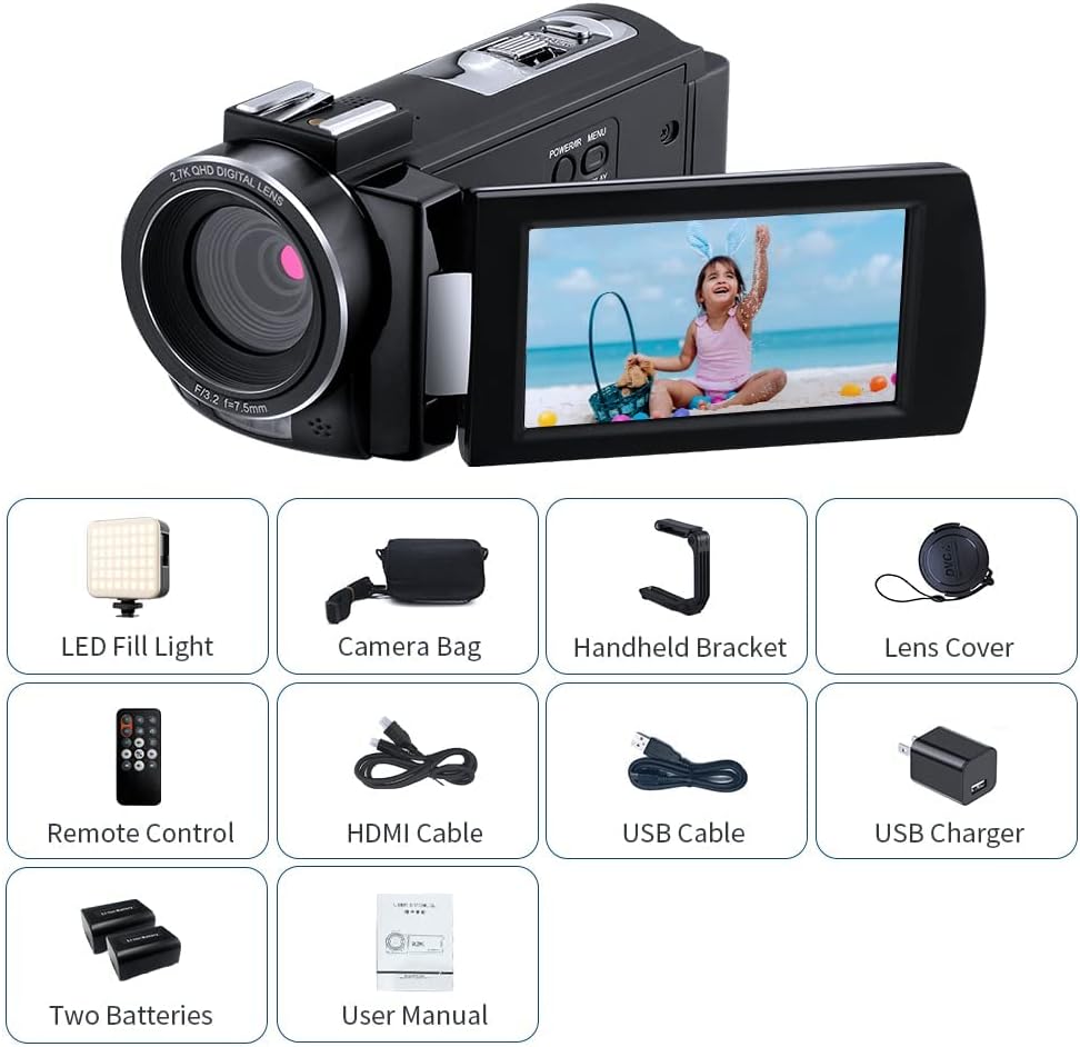 2.7K Infrared Night Vision Camcorder with Remote Control C538