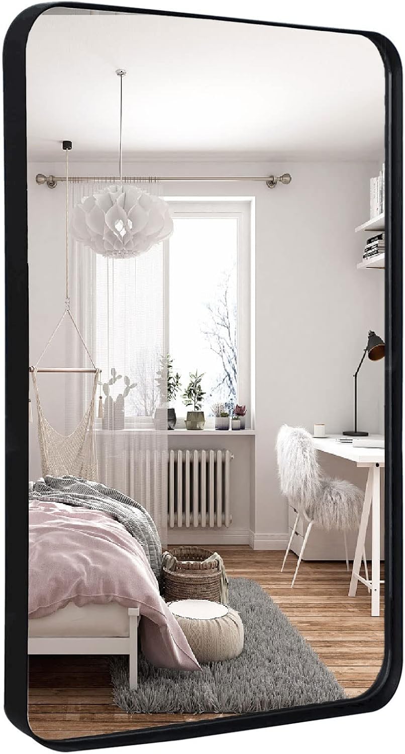 Black Metal Frame Rectangle Wall Mirror C470509