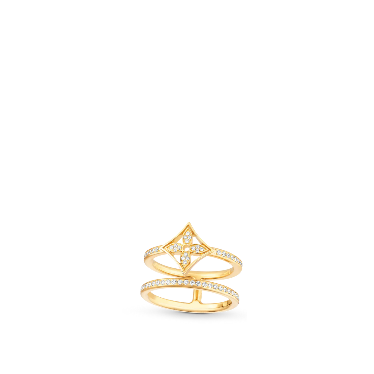 Gold and Diamond Double Row Ring I87065